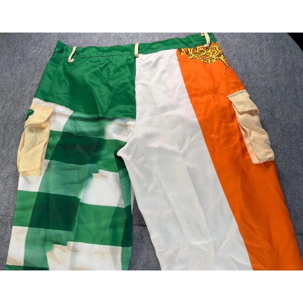 Unbranded Cargo Pants Mens 4XL Green White Orange St Patricks Day Shamrock Irish